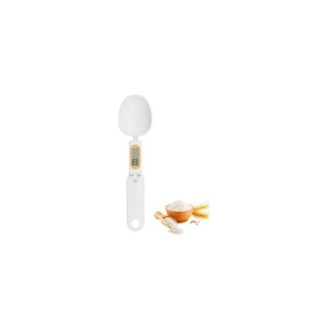 Cuillère Doseuse à Graduation, 0,1g - 500g, écran LCD, 4 unités de pesage, Balance Alimentaire Multifonctions de Cuisine, Convient aux poudres, particules minuscules la médecine, Les haricots (Blanc) (1/4)
