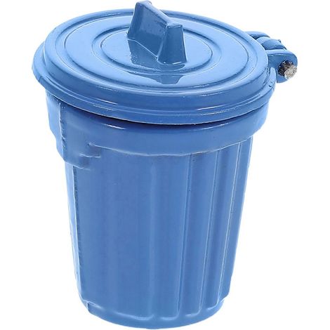 Poubelle miniature pour maison de poupée en alliage bleu compatible avec la décoration et les loisirs créatifs (1/5)
