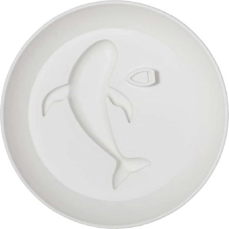 Assiette ronde en forme de baleine - Fabriquée en plastique - Convient pour les vinaigrettes balsamiques, l'huile d'olive et la sauce soja. (1/5)