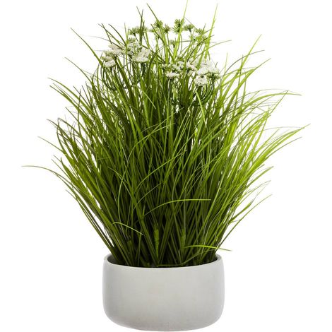 Erba selvatica artificiale in vaso di cemento H40cm - Atmosphera créateur d'intérieur
