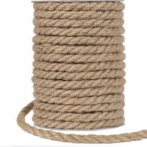 VURAHOME - tenn well Ficelle Jute Naturelle 10mm 15m Fil de Jute Naturel Corde de Jardin pour Chat Griffoir, Jardinage, Travaux Manuels Décoratifs (Marron) (1/5)