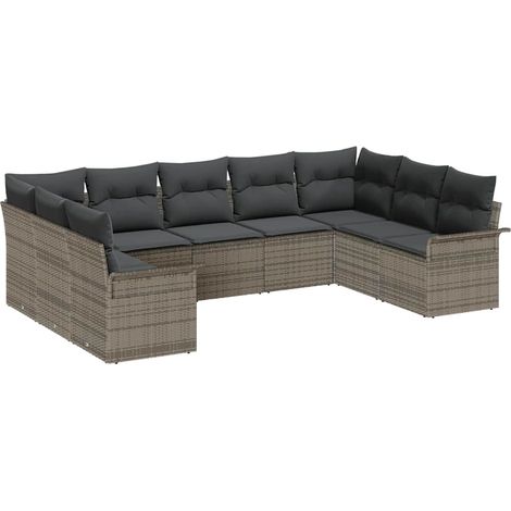 Maison Exclusive - Gartensofa-set mit Speicher 9 pcs Grau Poly-Ra