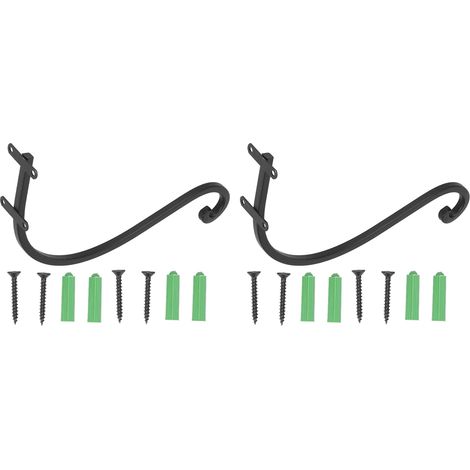 2 Crochets à Plantes Rétro en Acier Stable Noir pour Balcon Jardin Extérieur (1/5)