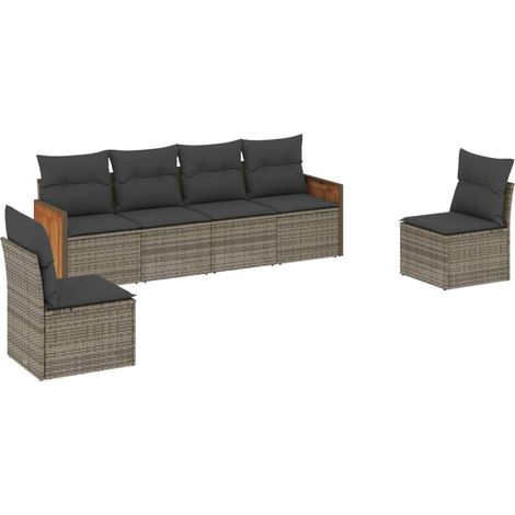 Maison Exclusive - 6-tlg. Garten-Sofagarnitur mit Kissen Grau Pol