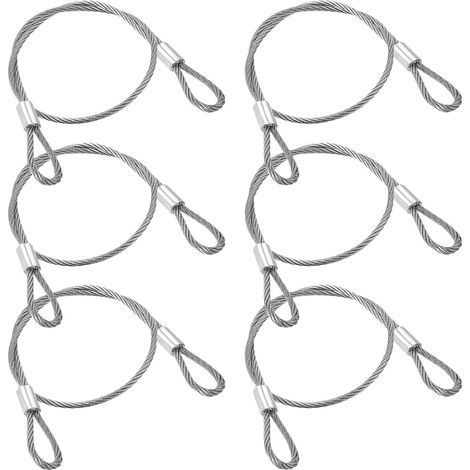 Lot de 6 câbles de sécurité robustes en acier inoxydable, 30 cm x 2 mm, pour l'extérieur, voyage et antivol de vélo, éclairage de bagages (1/5)