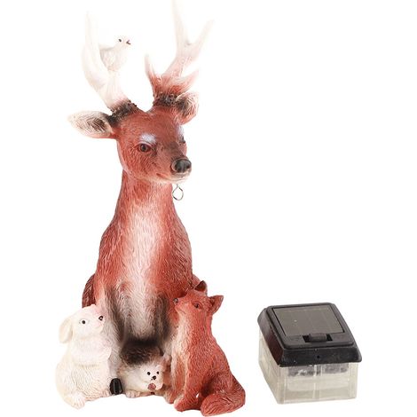 Solar Resin Ornaments Deer Rabbit Hedgehog Wolf Ornaments Decorations (1/5)