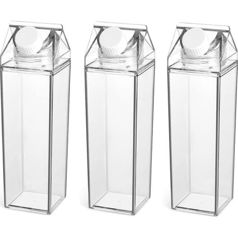 3 pcs Tasse à jus portable avec lait Grande capacité Bouteille d'eau Réutilisable Forme de brique de lait pour le voyage (1/5)