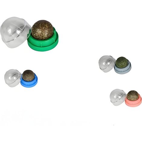 Katzenspielzeug mit Minze – Rotierender Minzball mit klebriger Unterseite, Anti-Kau-Beißring für Katzen, lustiges Spielzeug für Einzelspieler (Grün, Rosa, Grau, Blau) (1/5)