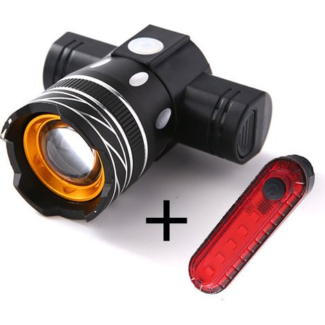 Wiederaufladbarer Fahrradscheinwerfer mit 5000 Lumen, wasserdichte LED-Fahrradlampe mit hoher Leuchtkraft, Sicherheitslampe, Rücklicht (1/5)