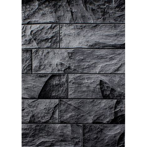 BETON - Tapis effet béton - Noir (80x150cm) (1/4)