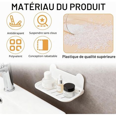 Etagere Murale sans Percage,Tablette Salle De Bain sans Percage,Etagere sans Percer,Convient pour Une Utilisation dans, Les Toilettes, Les Salons,Etc. (1/2)