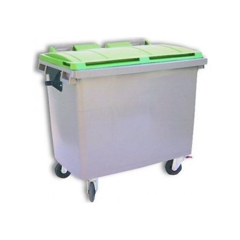 Contenedor De Basura 800 Litros Beige Y Tapa Verde CON RUEDAS