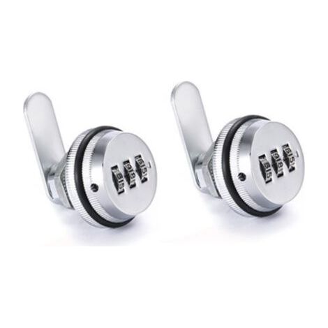 (Pack de 2) Serrure de Combinaison à 3 Chiffres Verrouillage du Mot de Passe Serrure à Came Sans Clé - Alliage de Zinc Chromage Serrure de Sécurité Codée pour Tiroir Casier Boîte Placard Porte-argent (1/5)