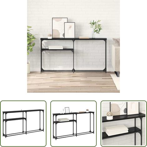 Holzwerkstoff Tisch -  Konsolentisch Schwarz Eichen-Optik 146 x 22.5 x 75 cm (1/5)