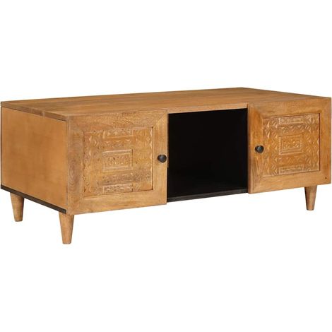 Couchtisch mit Tür Hellbraun 100 x 54 x 40 cm Massivholz Akazie