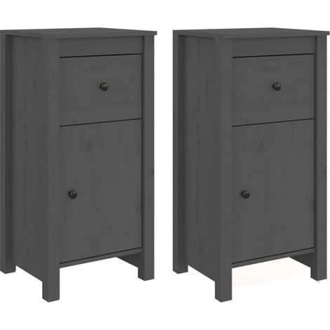 Credenza buffet cassettiera armadio contenitore organizer cucina soggiorno salotti set da 2 40 x 35 x 80 cm legno massello di pino grigio 020036840