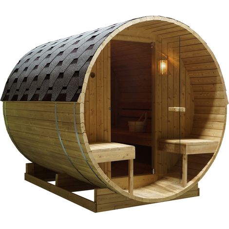 Bagno Italia Sauna da esterno 189×220 cm Finlandese a forma di botte con stufa (1/5)