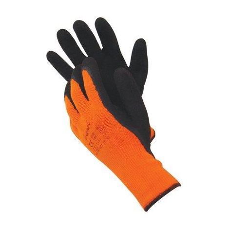 GUANTO LATTICE MICROPOROSO NERO - MAGLIA PESANTE SINTETICO ARANCIO 10- 12 paia