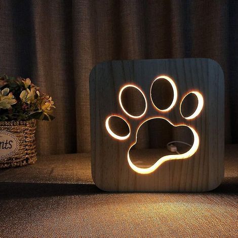 Lampe de table LED en bois avec veilleuse, décoration créative 3D pour chambre à coucher