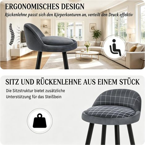 Silla de mesa moderna y cómoda, taburete de bar, silla de comedor, taburete para charlar (solo con 1 taburete) (1/3)