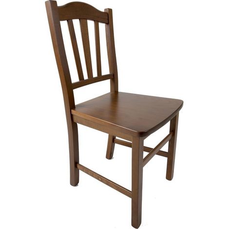 2x Chaise en bois massif couleur noyer dossier décoré 46x51xh.95 cm