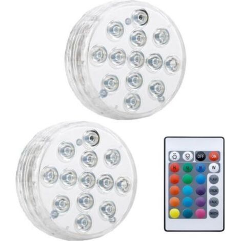 Pair 2 Stück tauchfähiges LED-Licht, Unterwasser-LED-Poolbeleuchtung IP68 wasserdicht, 16 RGB-Farben, Poollampe mit RF-Fernbedienung und Saugnapf, Poollicht für Aquarien, Badewanne, Vase, Teiche (1/5)