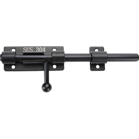 Serrure de porte de 200 mm - Serrure de porte de chambre à coucher en acier inoxydable 304 - Loquet de porte Zwart Boulons/Vis avec Vis - Verrou de porte - Utilisation pour portail de salle de bain, a (1/5)