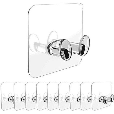 Paquete de 5 ganchos de pared transparentes，ganchos autoadhesivos para enchufes，maquinillas de afeitar，capacidad de carga de 6,8 kg (15 lbs) (1/5)
