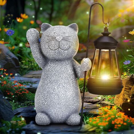 Statue de jardin, lampe solaire, décoration d'extérieur, éléphant, idée cadeau pour maman, femme, homme, anniversaire, maison, balcon, terrasse, décoration, gris