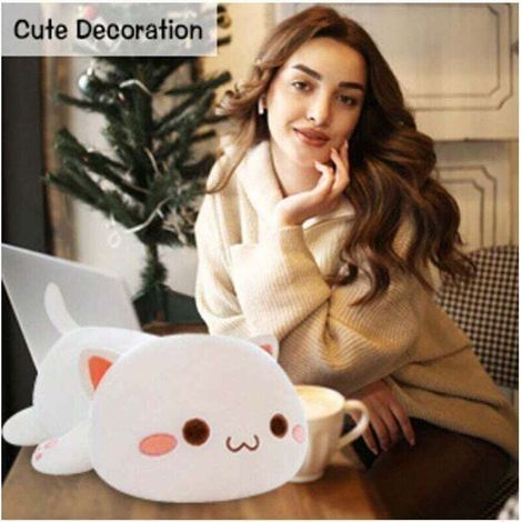 pair Coussin en peluche, coussin de poupée de chat mignon, jouet d'anime de dessin animé doux, coussin de traversin de canapé-lit, décoration créative, cadeau pour enfants bébé filles garçons annivers (1/4)