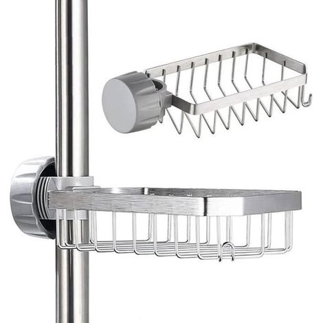 Support de Douche sans perage Meuble de Rangement de Douche avec Tringle de Douche sans perage Support en ponge en (1/4)