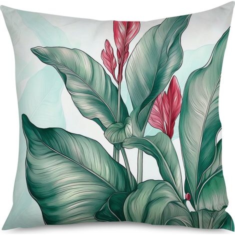 Housse de Coussin Motif Feuilles, Déco Canapé (1/5)