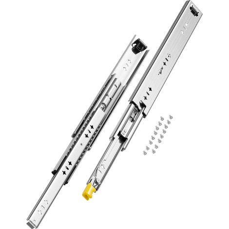 VEVOR Glissiere de tiroir a extension complete, 1 paire, coulisse de tiroir verrouillable, 400 mm, capacite de charge 113,4 kg, rail coulissant a montage lateral avec roulement a billes et verrou