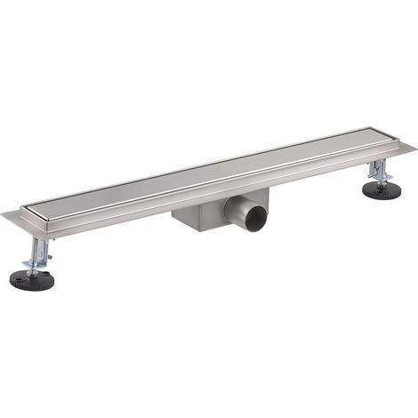 1 - Caniveau de douche - Siphon anti odeur - Finition inox ou à carreler - Réversible avec filtre à cheveux - Pour salle de bain - Argent - 60x8,6-15,7cm
