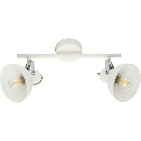 Plafoniera faretto orientabile da soffitto in vetro bianco lampada da soffitto cromata moderna, con interruttore 2 lampadine, 2x E14, L 35 cm (1/5)