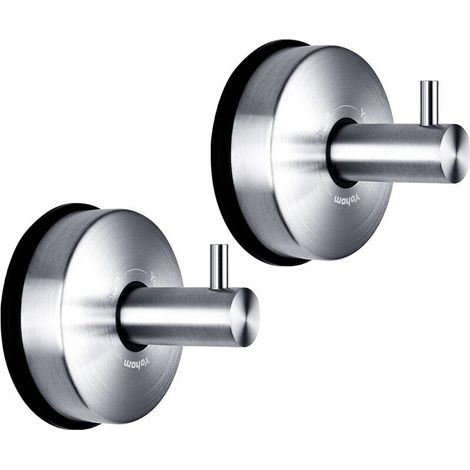2-Piece Towel Hook with Suction Cup, No-Drilling Stainless Steel Suction Cup Holder, Silver (1/5)