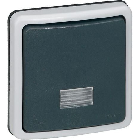 Poussoir lumineux étanche complet 90482 – 6 A – Composable – Pour chantiers humides – Plexo 66 – Legrand