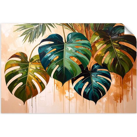 Selbstklebendes Poster – Wandsticker Monstera-Blätter Farbeffekt 30x20 cm (1/3)