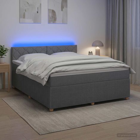 Cama box spring con colchón Gris Claro 140 x 190 cm Tela (1/5)