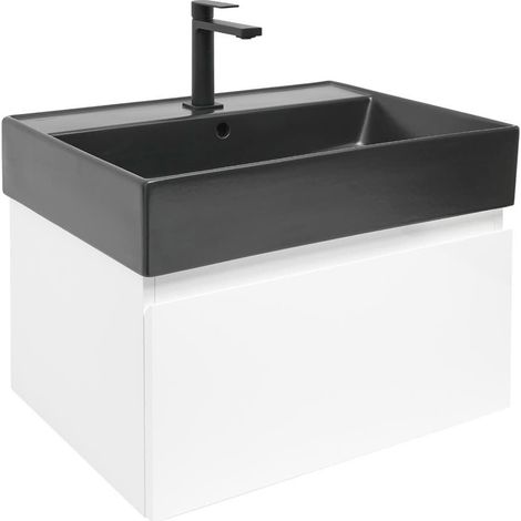 Ensemble meuble avec vasque et mitigeur - SAT - B-WAY - 59x30x45 - Blanc (1/5)