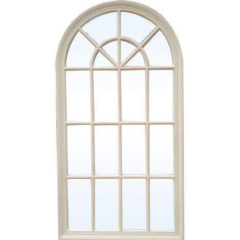 Interiors By Premier Vintage Flat Wood Curved Grey Wall Mirror, Curved Full Length Mirror For Livingroom, Slim Mirror For Bedroom (1/5)