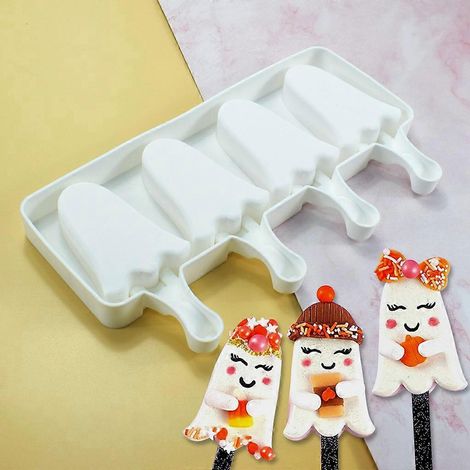 Moule à biscuits fantôme mignon en silicone alimentaire, facile à nettoyer, ustensiles de pâtisserie, cadeau (1/4)