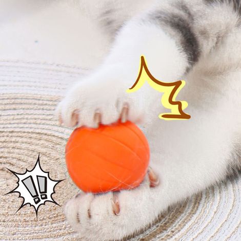 Balle Interactive pour Chien et Chat - Silicone Orange - Évite les Obstacles, Lumière LED et Son, Rechargeable USB, Jouet Automatique (1/4)