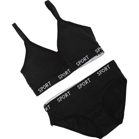 Women's Sports Bra and Underwear Set, Soft and Breathable Combed Cotton, Running Exercise Panties, for Active Lifestyles (1/5)