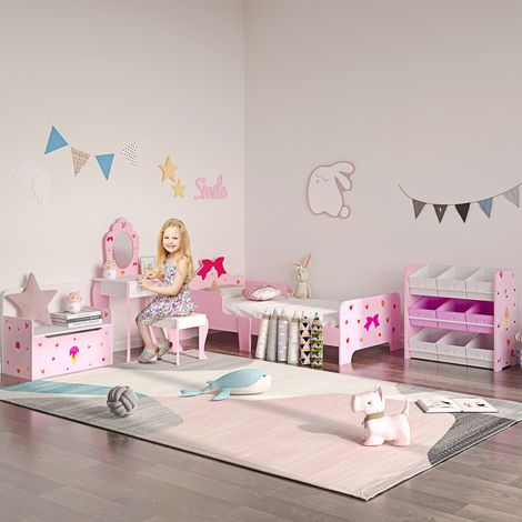 Banc 50 kg 60x30x50 cm Rose pour enfants 2 en 1 avec malle de rangement pour +18 mois Charge