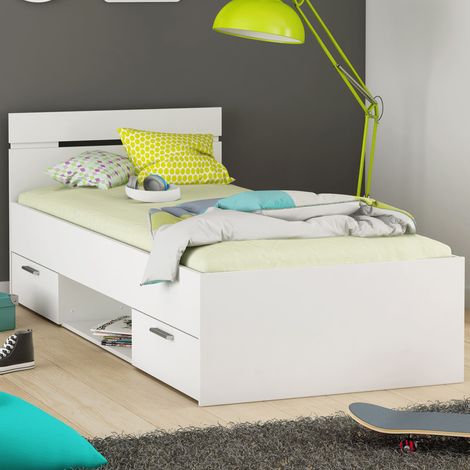 Lit Enfant Tiroirs Blanc Perle 90x200 (1/5)