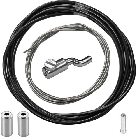 Kit Réparation Universel Tondeuse - 1 Ensemble - Acier et Téflon - Remplacement Câble Commande - Tracteur Motoculteur - 2 Mètres Noir (1/4)