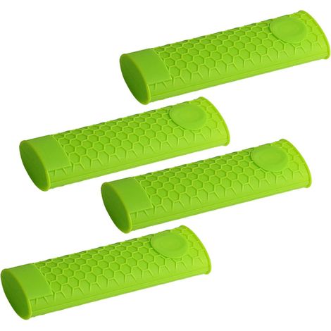 4pièces Housse De Poignée De Poêle Silicone Antidérapante Et Résistante Chaleur Couverture De pour Ustensiles De Cuisine Vert (1/4)