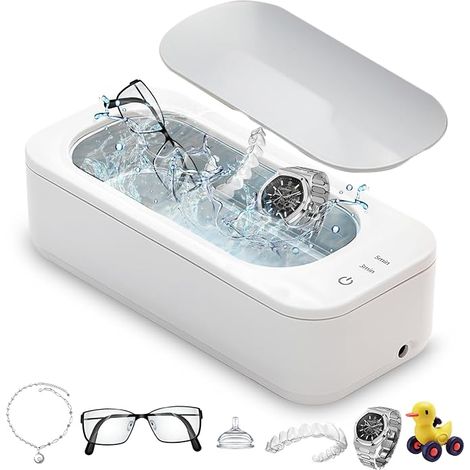 Nettoyeur ultrasonique 47000 Hz, nettoyeur ultrasonique pour le nettoyage de lunettes, prothèses dentaires, bijoux, bagues, pièces de monnaie, collier