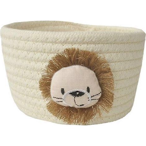 Panier de rangement tressé à la main pour jouets d'enfants, motif lion et animaux, organisateur de bureau, boîte de rangement pour petits objets.